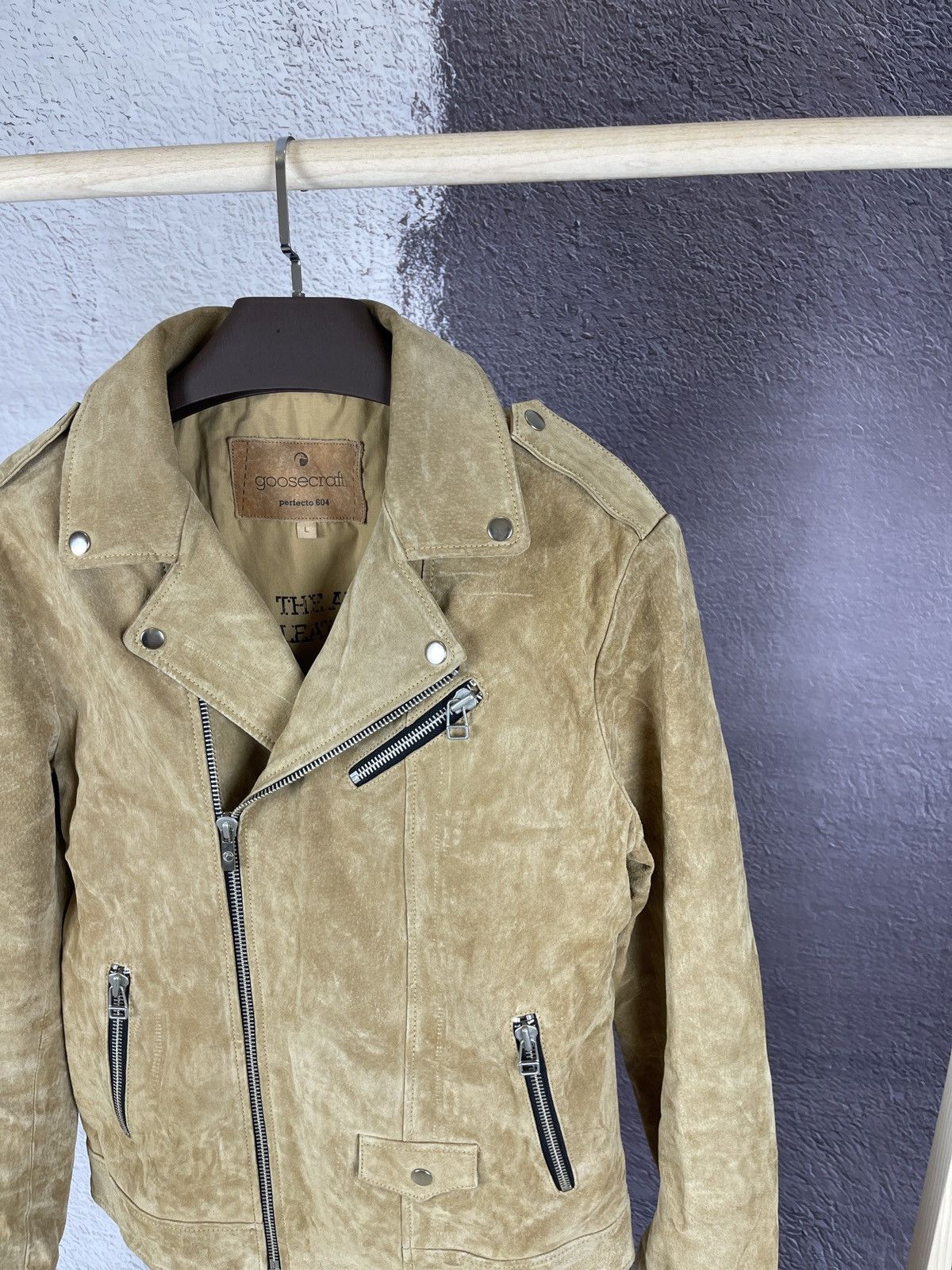 Genuine Leather Goosecraft brown Simpson JR suede leather motorcycle jacket Size US L / EU 52-54 / 3 - 8 Thumbnail