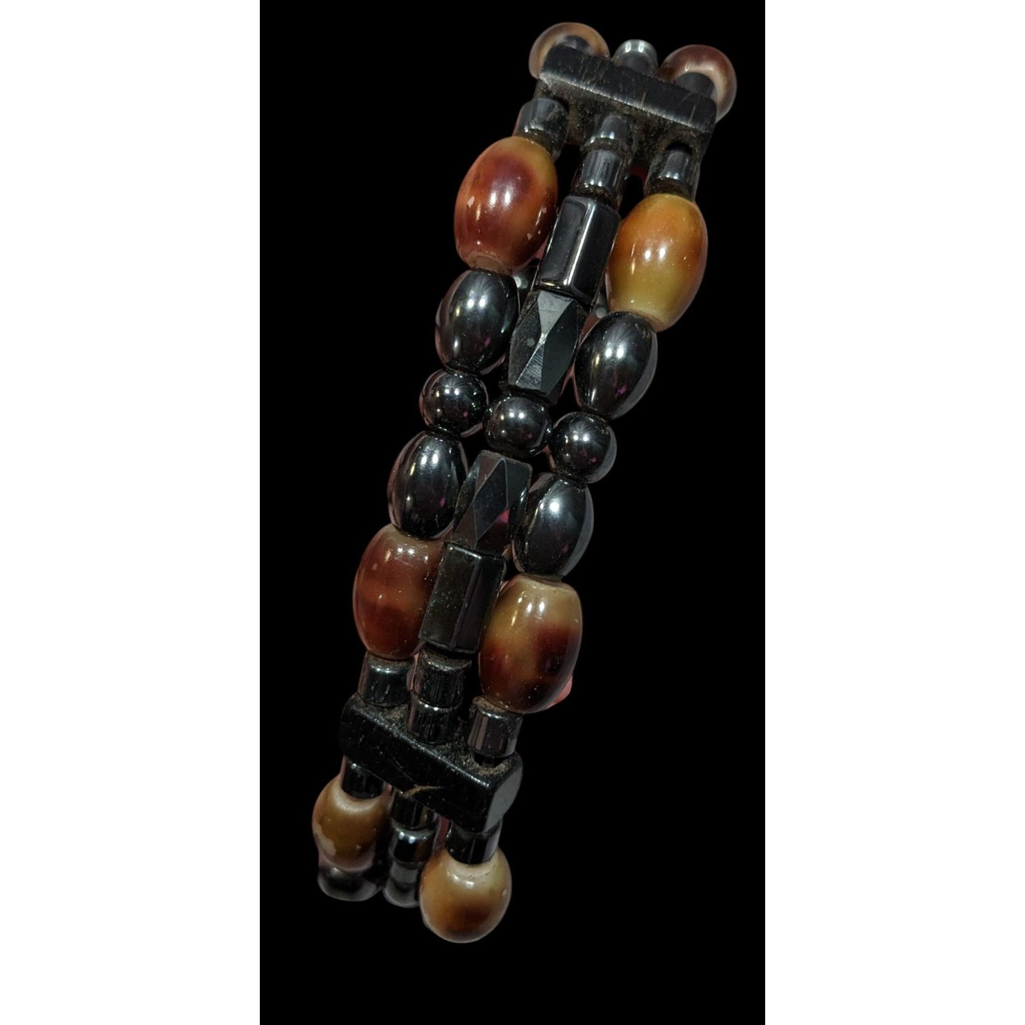 Other Men's Hematite And Brown Glass Layered Beaded Magnetic Brace Size ONE SIZE - 3 Thumbnail
