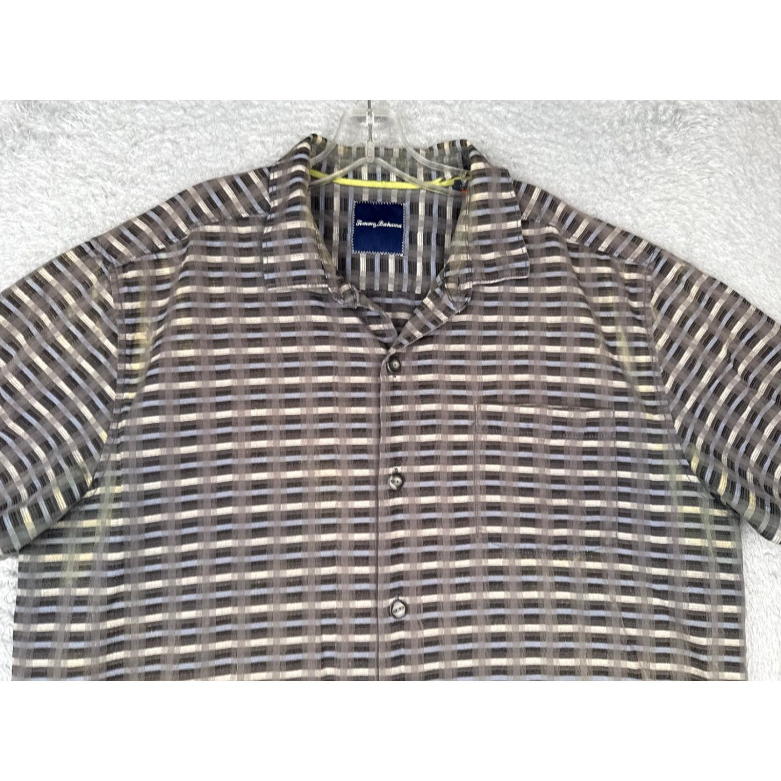 Tommy Bahama VINTAGE Tommy Bahama Shirt Men XL Gray Plaid Silk Blend Button Up Hawaiian READ Size US XL / EU 56 / 4 - 4 Thumbnail