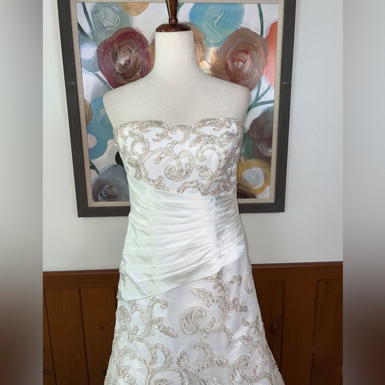 Other Forever Yours Embroidered Lace Overlay Corset Wedding Gown! Size M / US 6-8 / IT 42-44 - 3 Thumbnail