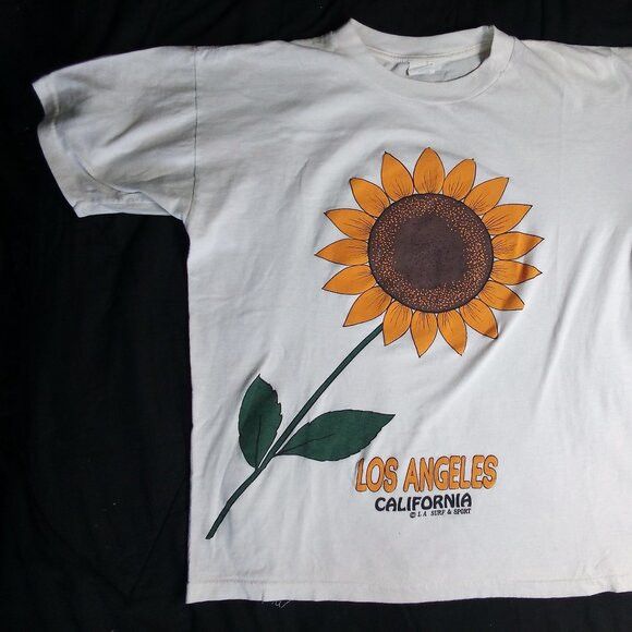 King Vintage 90s LA Surf & Sport Sunflower Los Angeles T-Shirt Size US L / EU 52-54 / 3 - 2 Thumbnail