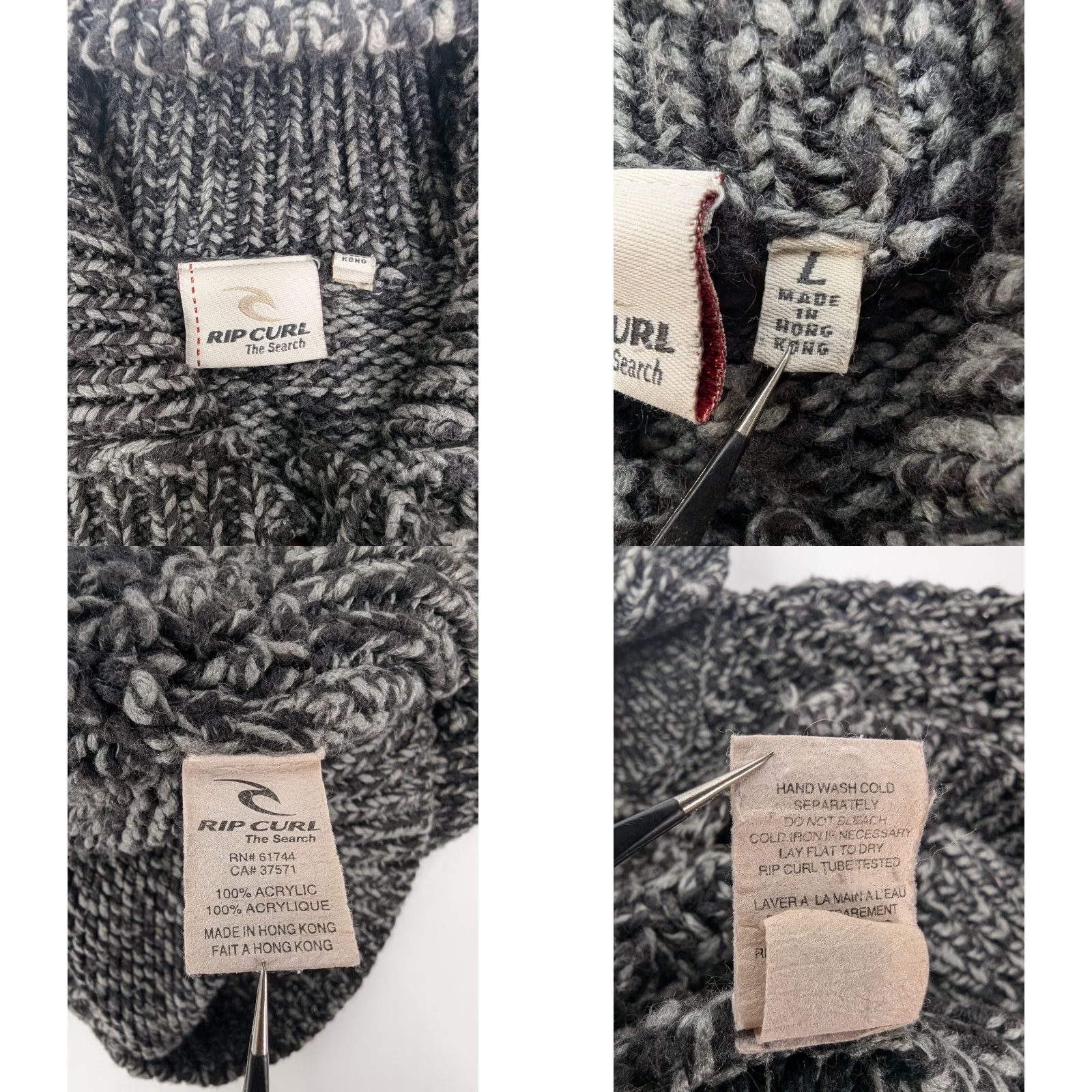 Rip Curl RIP CURL Sweater Cardigan Long Sleeve Open Knit Gray Women’s L Regular Button Cardigan Knit Lightweight Casual Fall Spring Winter Size L / US 10 / IT 46 - 8 Thumbnail