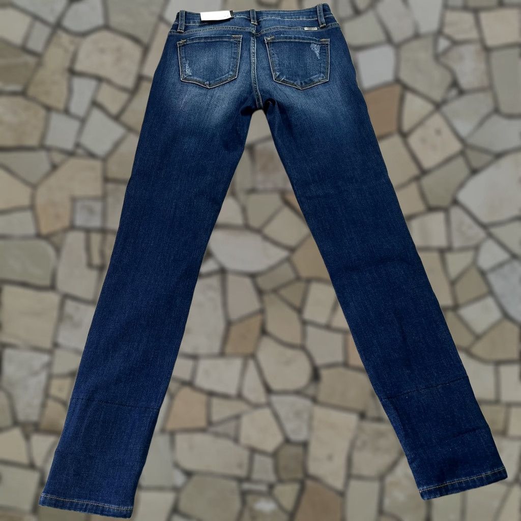 Vintage VINTAGE KanCan Jeans Womens 7 27 Blue Distressed Leopard Patch Ankle Skinny Mid Rise Stretch Size 28" / US 6 / IT 42 - 1 Thumbnail