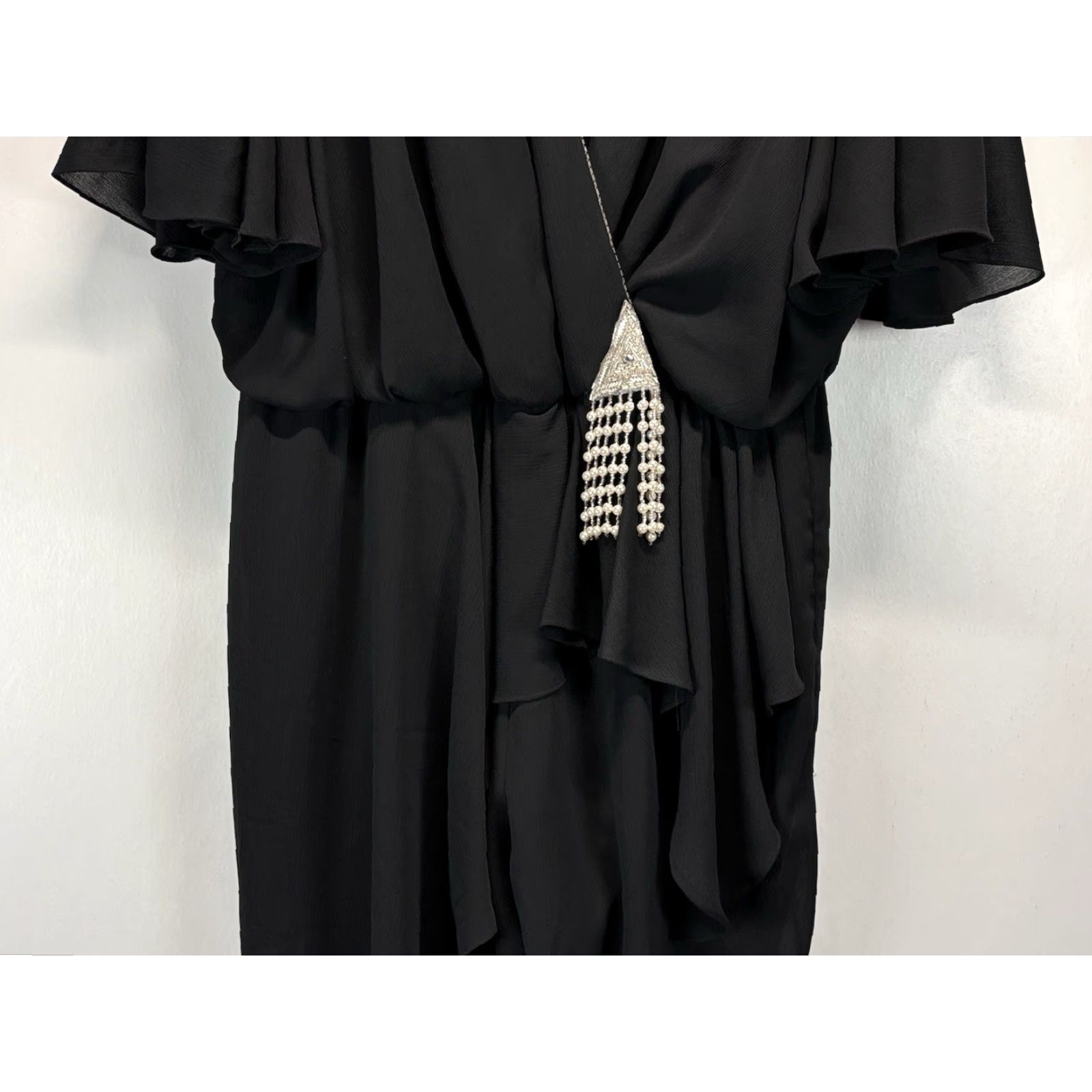 Vintage VINTAGE Nighthawks Jumpsuit One Piece 24W Plus Black Formal 80s Embellished Women’s One-Piece Jumpsuit Size 42" / US 20 - 3 Thumbnail