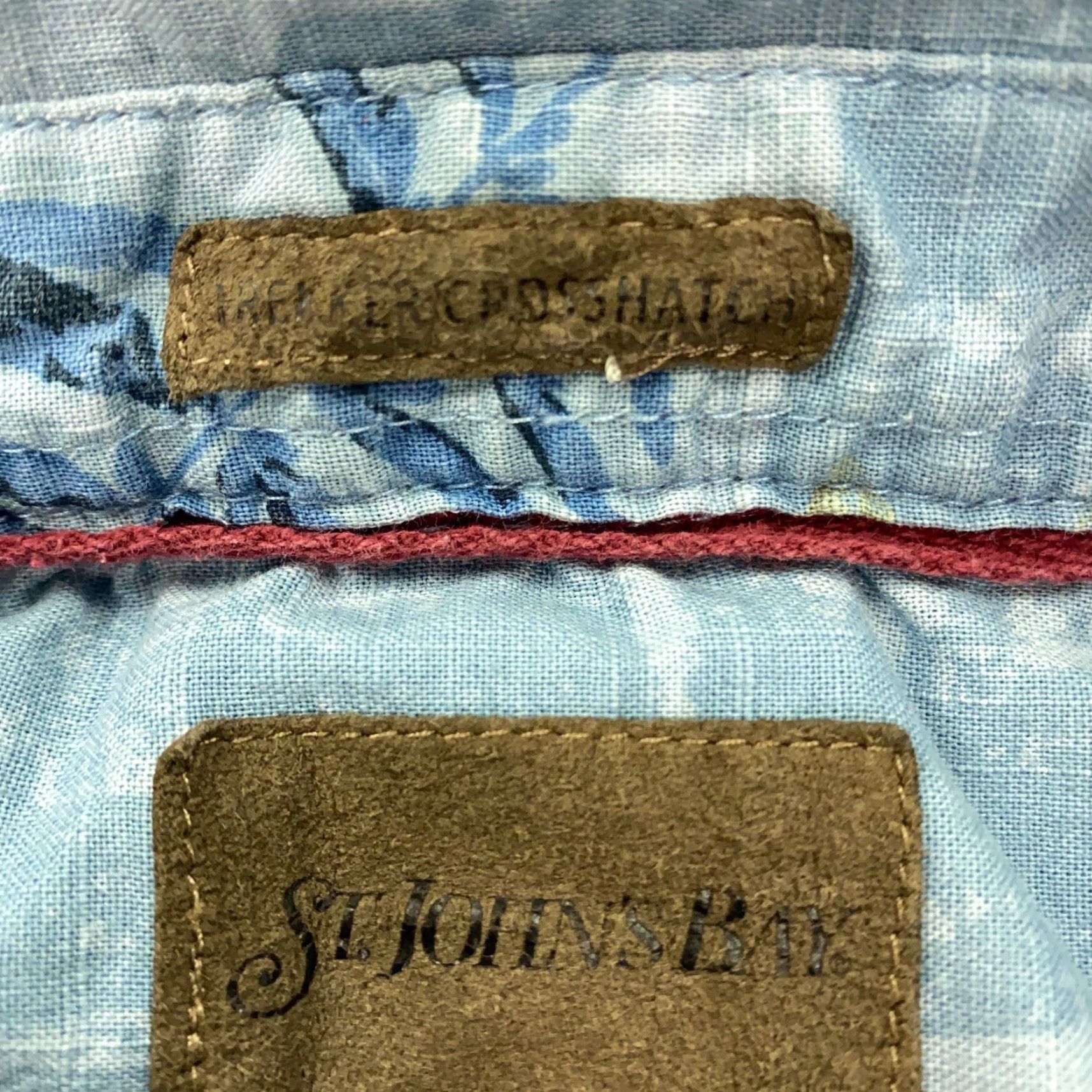 Vintage VINTAGE St. John's Bay Shirt Large Blue Trekker Crosshatch Hawaiian Short Sleeve Shirt Size US L / EU 52-54 / 3 - 5 Thumbnail