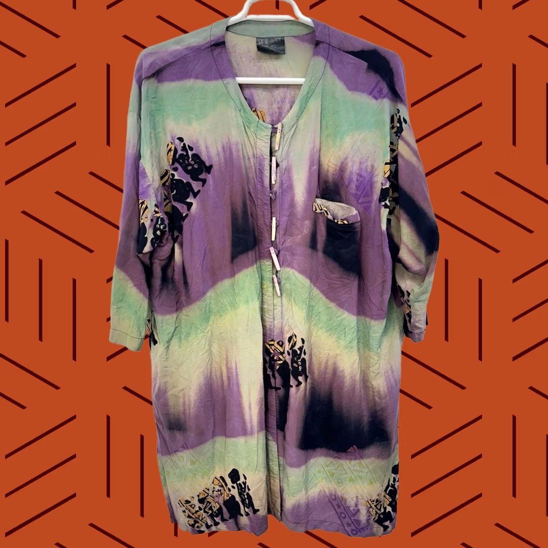Vintage VINTAGE Splash Wearable Art Women Plus 2X Batik Kimono Lounge Top Boho Lagenlook Coat Size XXL / US 16-18 / IT 52-54 - 1 Thumbnail