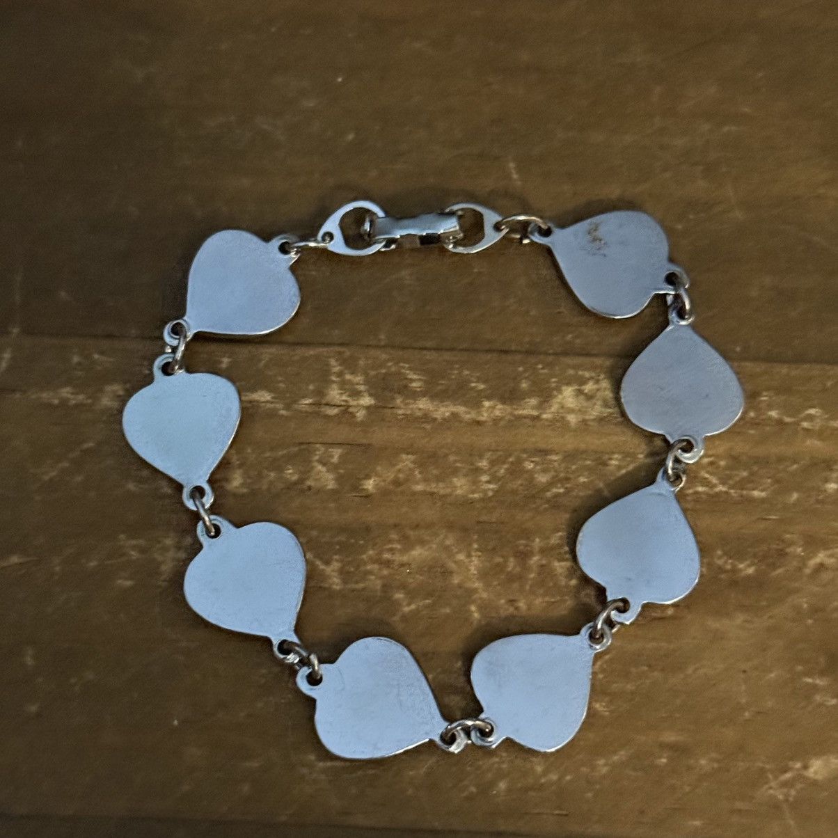 Vintage Vintage silver tone abalone heart link bracelet Size ONE SIZE - 4 Thumbnail
