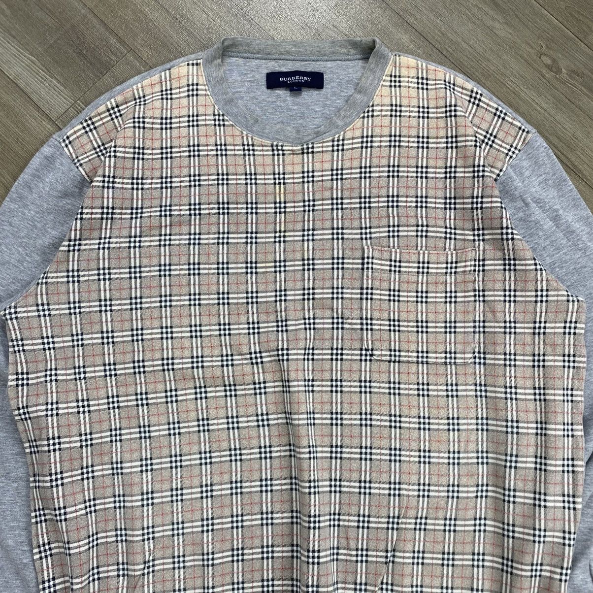 Burberry 1990s Vintage Burberrys London Nova Check Grey Long Sleeve Size US L / EU 52-54 / 3 - 2 Thumbnail