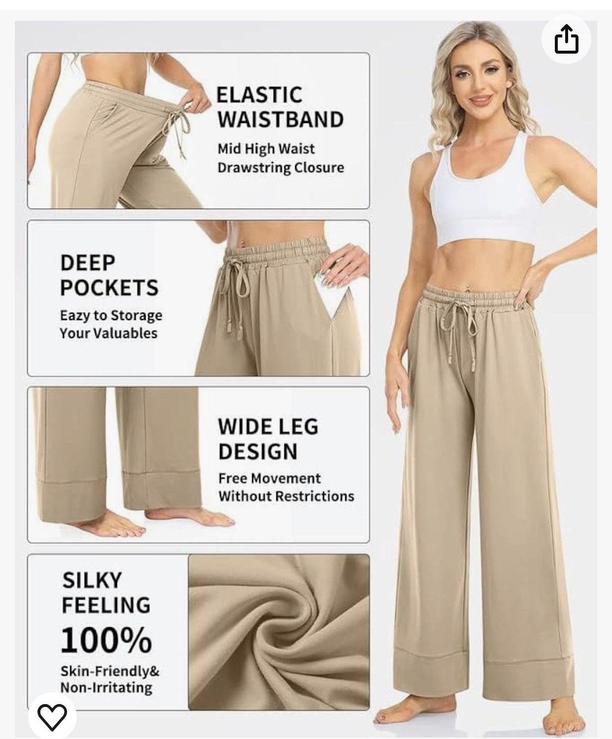Other Tarse Wide Leg High Waist Sweatpants Pocakets Yoga New Size 42" / US 20 - 1 Thumbnail