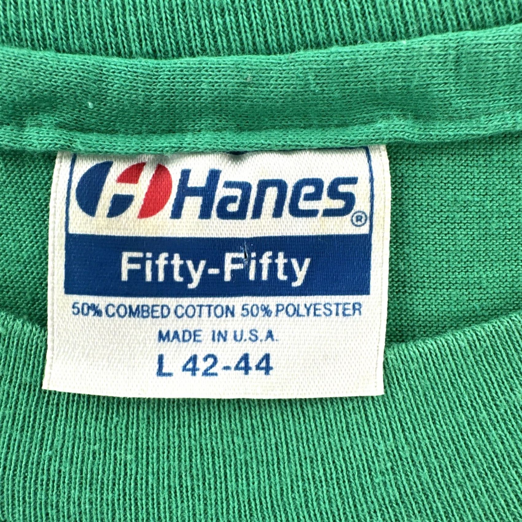 Hanes VINTAGE Hanes Fifty-Fifty L Green Single Stitch Shirt 1984 Grumpy Humor Tee 80s Mens Shirt Size US L / EU 52-54 / 3 - 7 Thumbnail