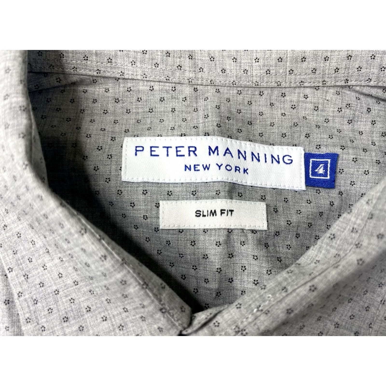 Vintage Peter Manning Men's Button-Down Cotton Shirt Geometric Slim 4 Blue Long Sleeve Collared Shirt Top Clothing Size US S / EU 44-46 / 1 - 3 Thumbnail