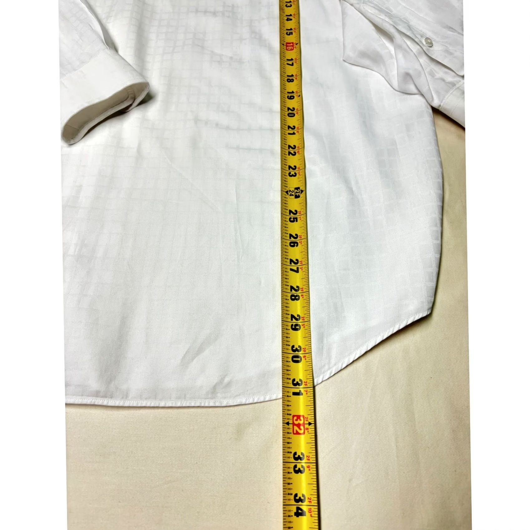 Vintage Paul Fredrick Dress Shirt Mens 17 1/2 33 White Fine Stripe Long Sleeve Blend Size 48R - 7 Thumbnail