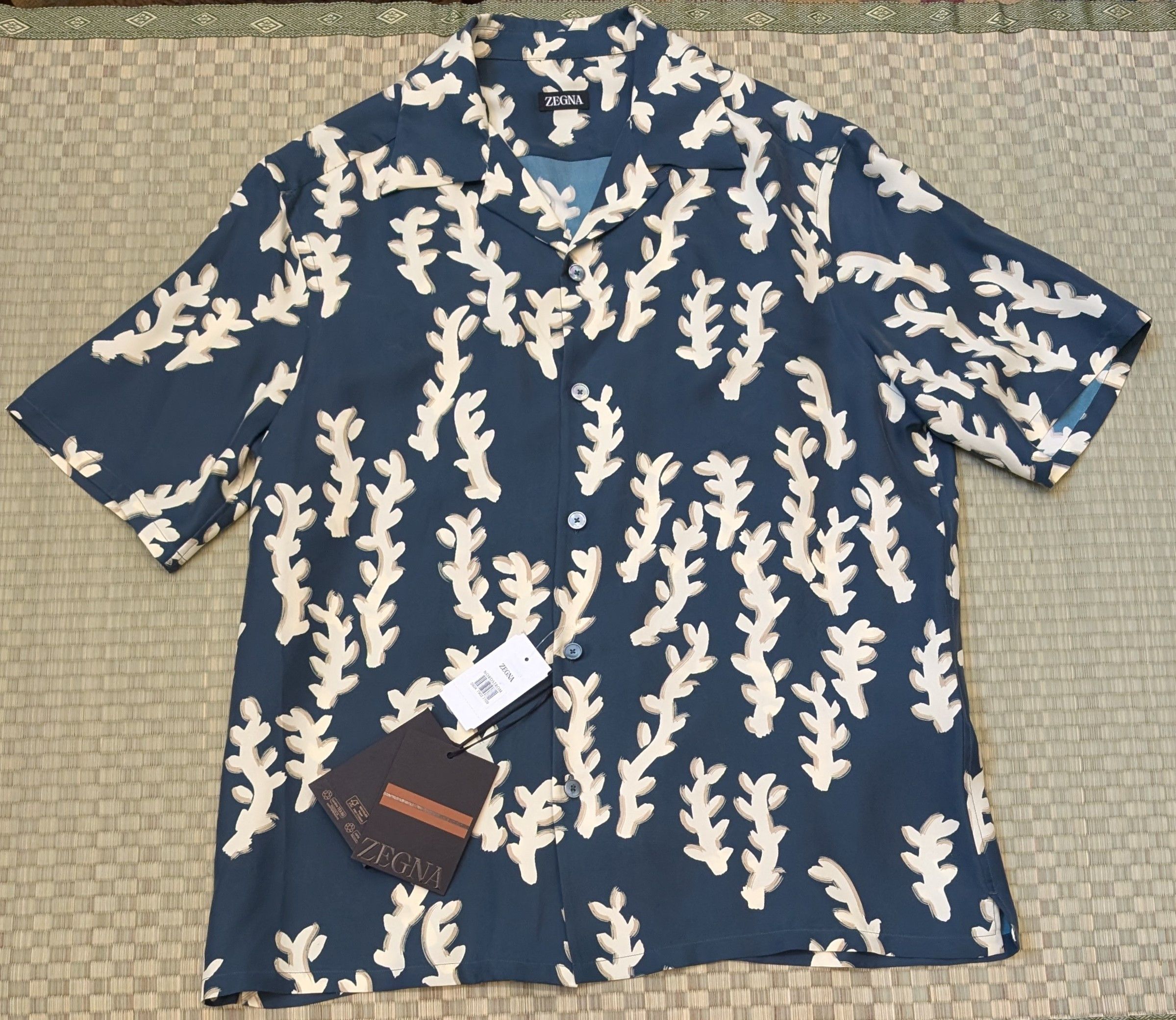 Ermenegildo Zegna NWT Zegna 100% Silk Oasi Print Camp Shirt Made in Italy Size US M / EU 48-50 / 2 - 1 Thumbnail