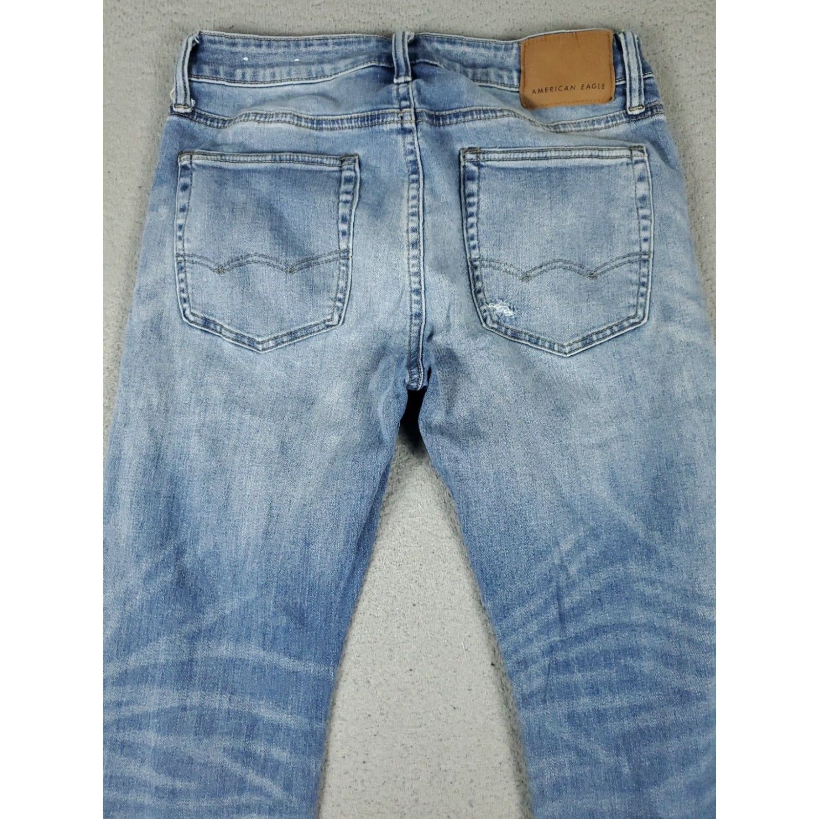 American Eagle Outfitters American Eagle Mens Slim Straight Leg Blue Distressed Denim Jeans Pants 31x32 Size US 31 - 7 Thumbnail