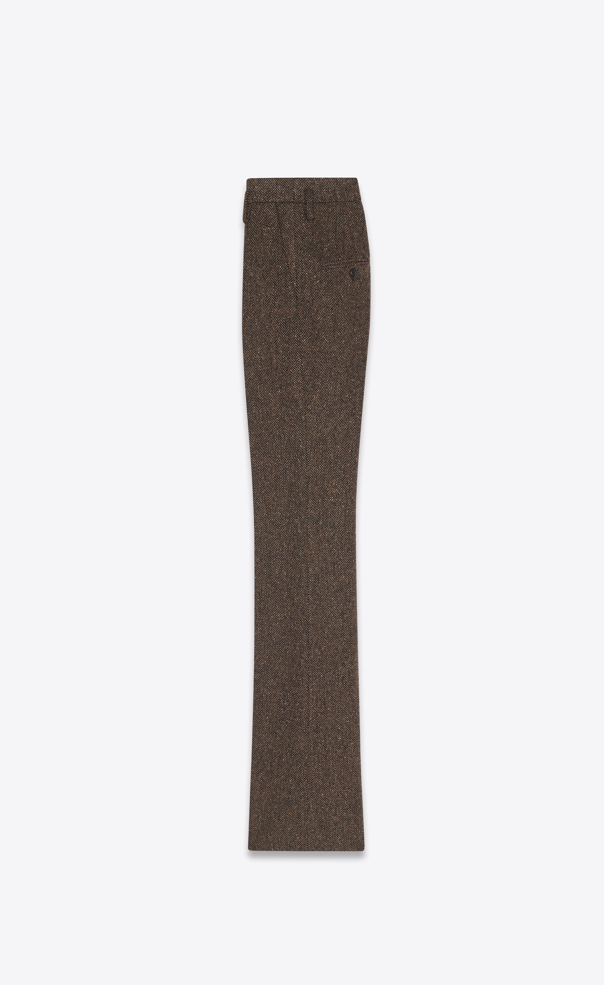 Saint Laurent Paris o1tp1o0125 High Waisted Pants In Chevron Tweed in Brown Size 25" / US 0 / IT 36 - 2 Thumbnail