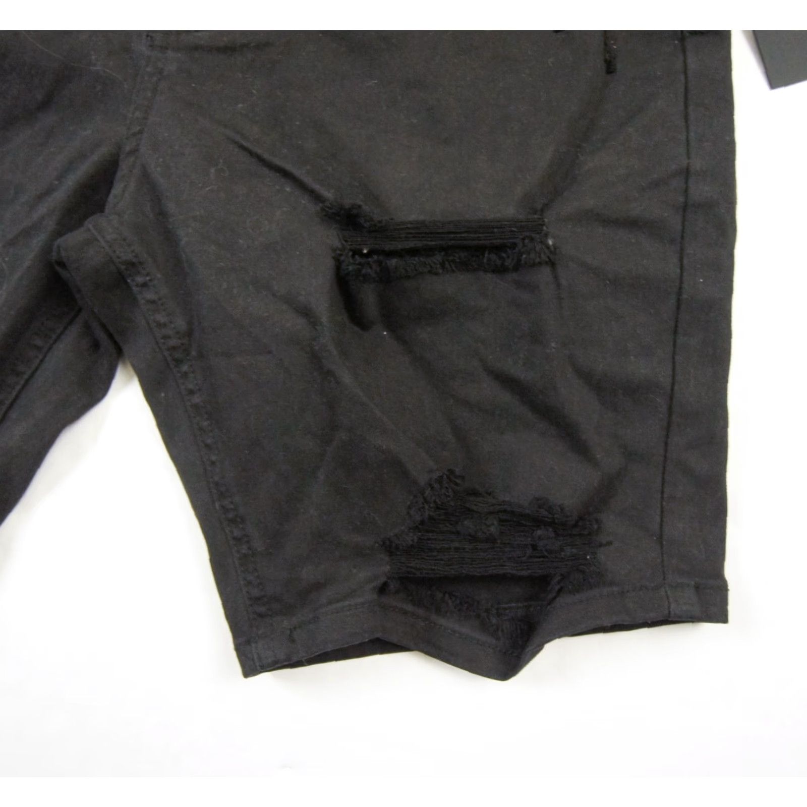 Vintage Saint Morta Men's Denim Shorts 32 Black Thrashed Distressed Stretch Regular Fit Size US 32 / EU 48 - 2 Thumbnail