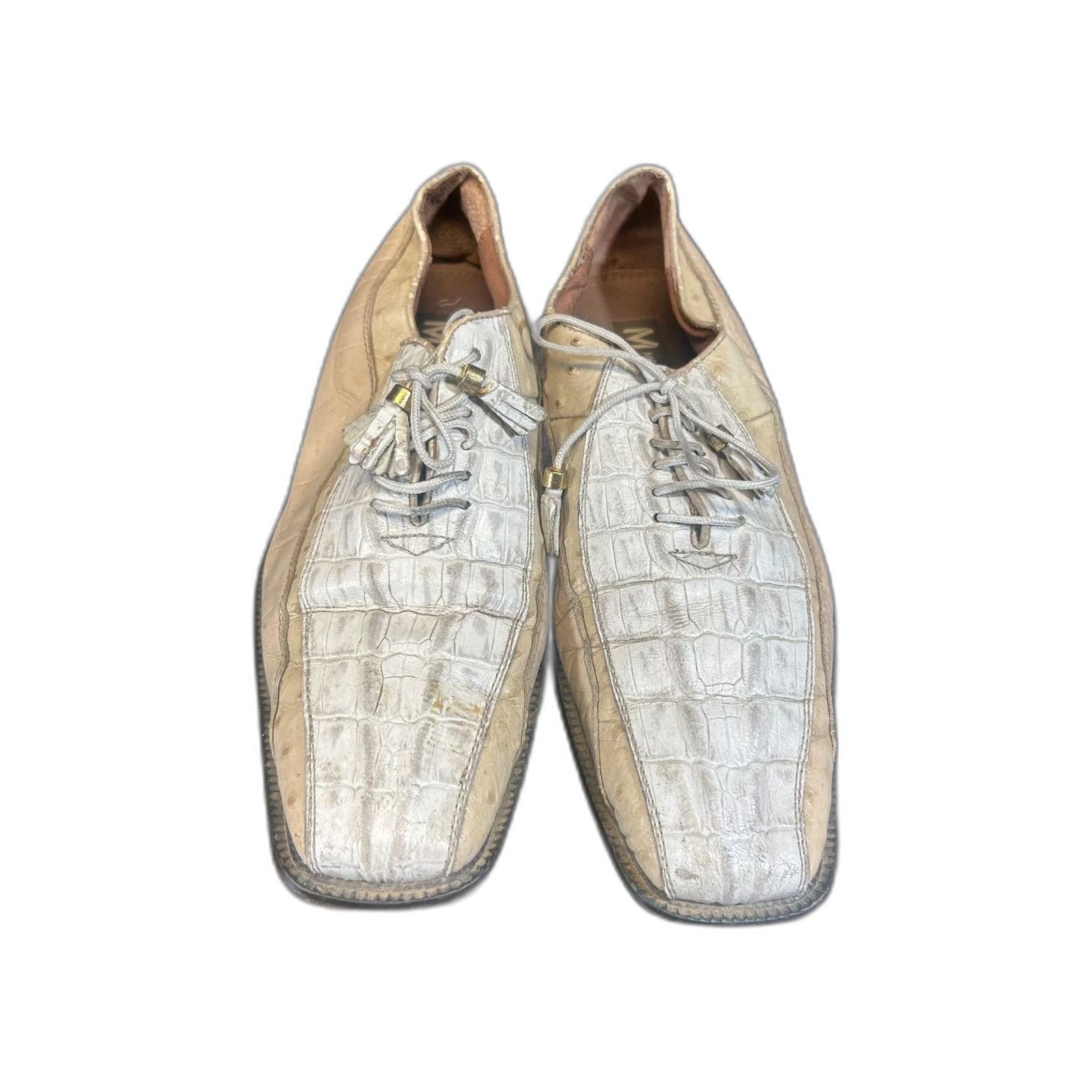 Vintage Marco Vicci Alligator Skin White Oxford Dress Shoe Square To Size US 11 / EU 44 - 4 Thumbnail