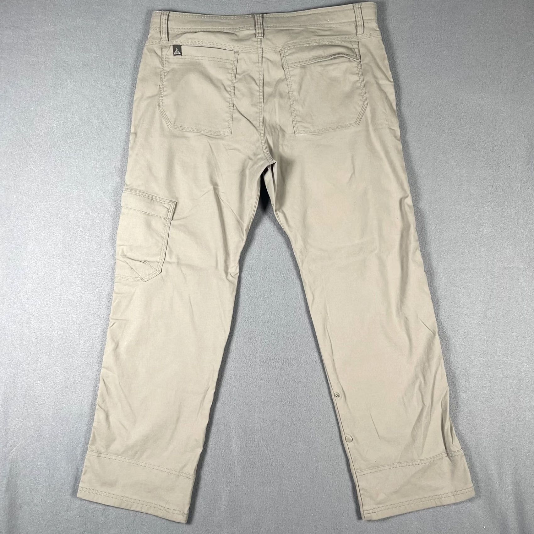 Prana prAna Pants Mens 36x30 Khaki Breathe Nylon Stretch Cargo Outdoor Hiking Snap Leg Size US 36 / EU 52 - 2 Thumbnail