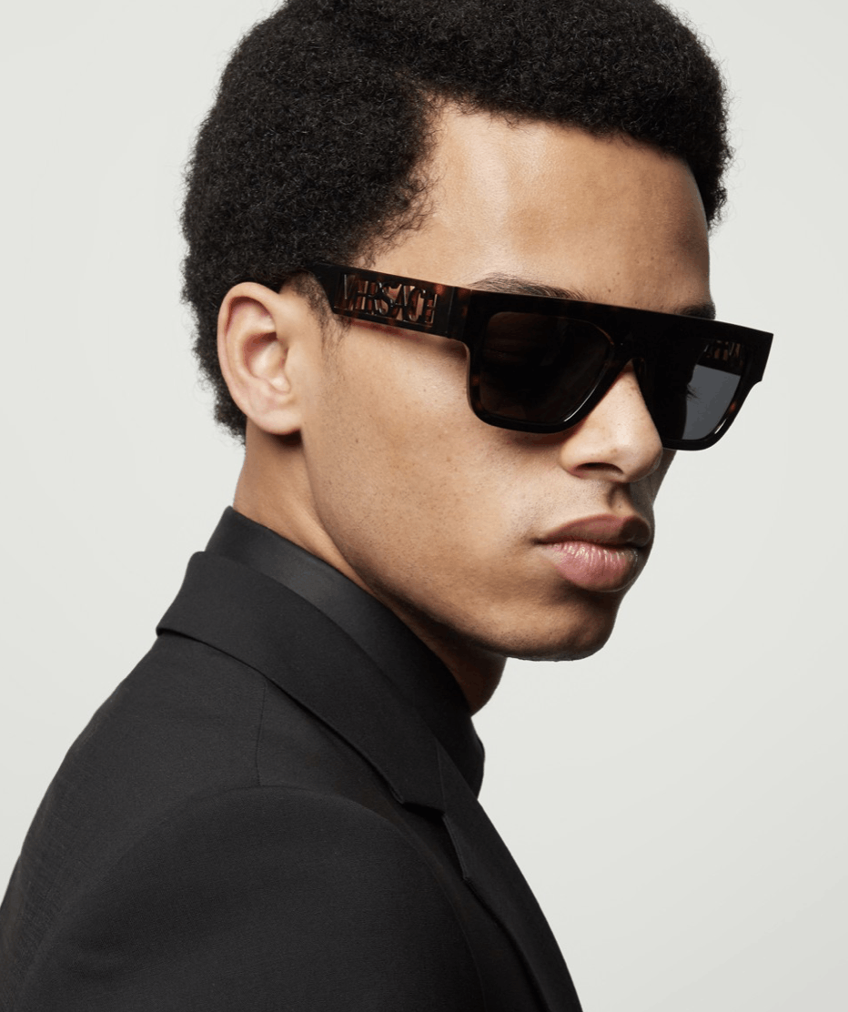 image of New Versace Ve4430U - 10887 Logo Sunglasses in Brown, Men's