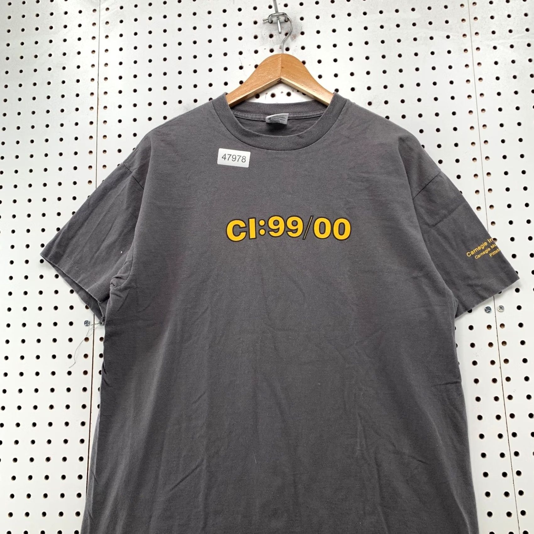Anvil Vintage Carnegie Museum Art Shirt Mens XL Gray Graphic 90s CI 99/00 Cotton Short Sleeve Crew Neck T-Shirt Size US XL / EU 56 / 4 - 4 Thumbnail