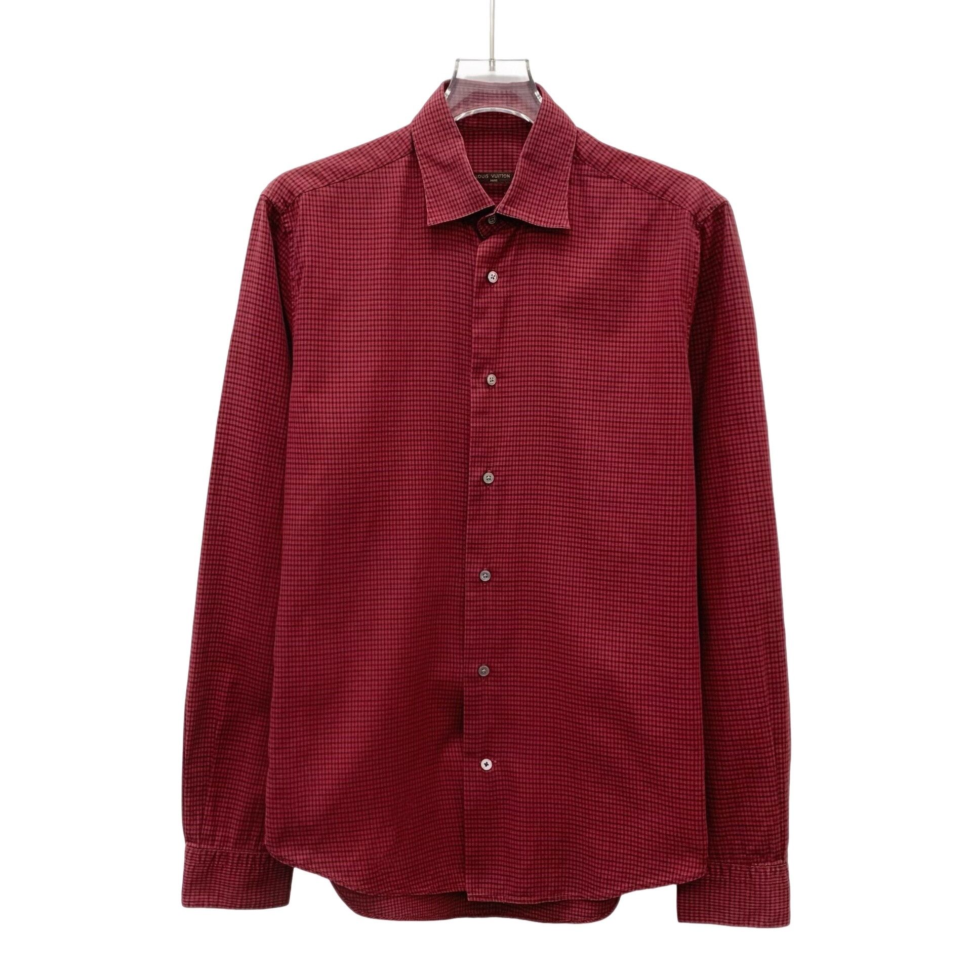 Louis Vuitton Louis Vuitton Red Grid Button Up Shirt XS Size US XS / EU 42 / 0 - 1 Thumbnail