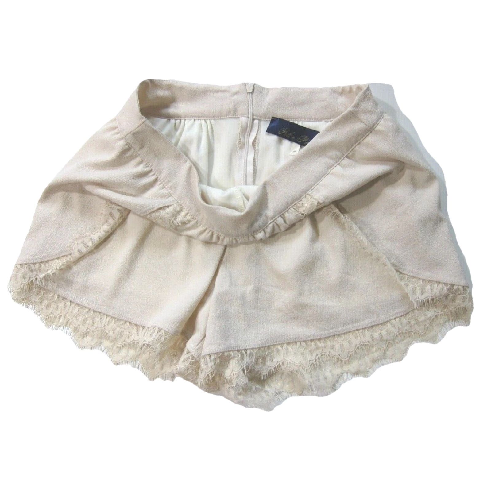 Vintage Blue Rain Silky Flowy Ivory Lace Fold High Rise Short Women Size Medium Size 28" / US 6 / IT 42 - 5 Thumbnail