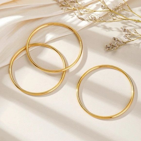 The Unbranded Brand Women 3Pcs/Set Stainless Steel Solid Bangle Size ONE SIZE - 2 Thumbnail