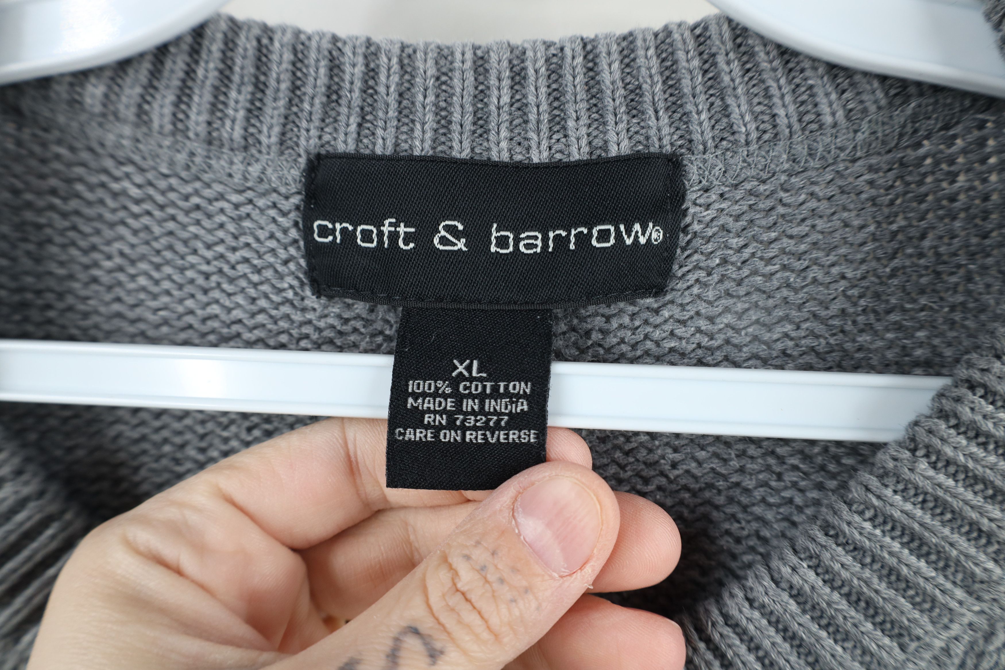 Vintage Vintage 90s Streetwear Cotton Knit Crewneck Sweater Gray Size US XL / EU 56 / 4 - 5 Thumbnail
