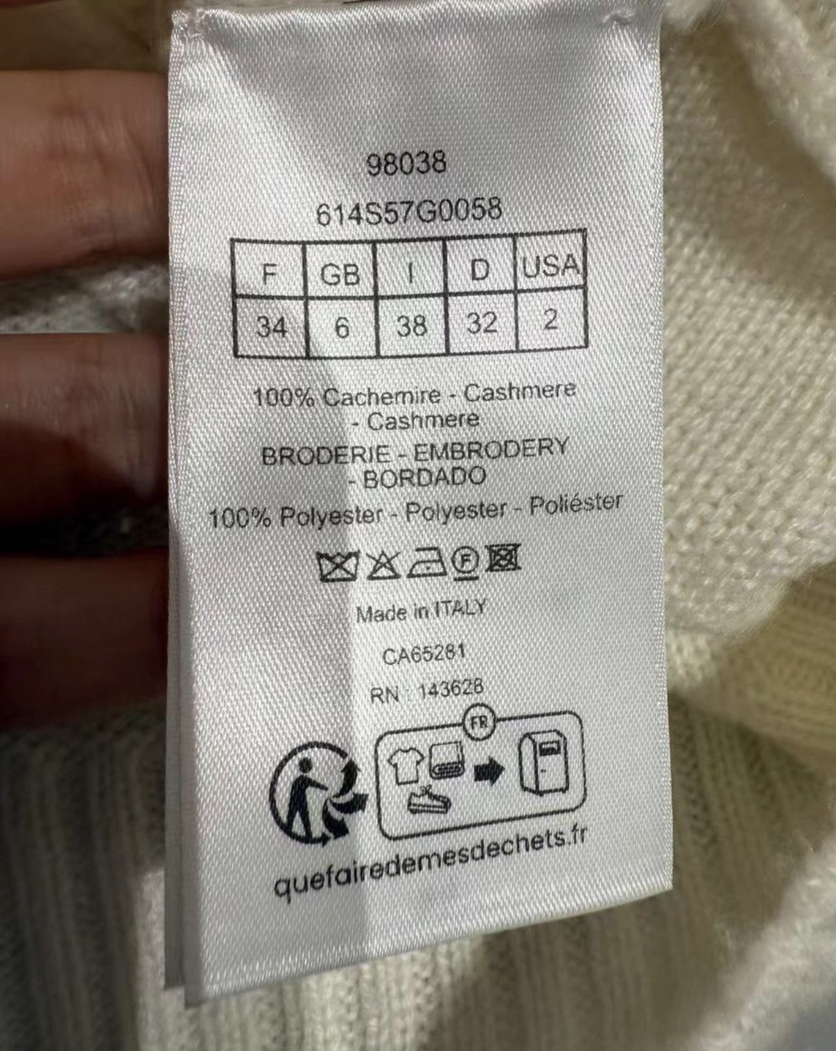 Dior Dior Ribbed Crewneck Pattern-Embroidered Cashmere Sweater Size XS / US 0-2 / IT 36-38 - 3 Thumbnail