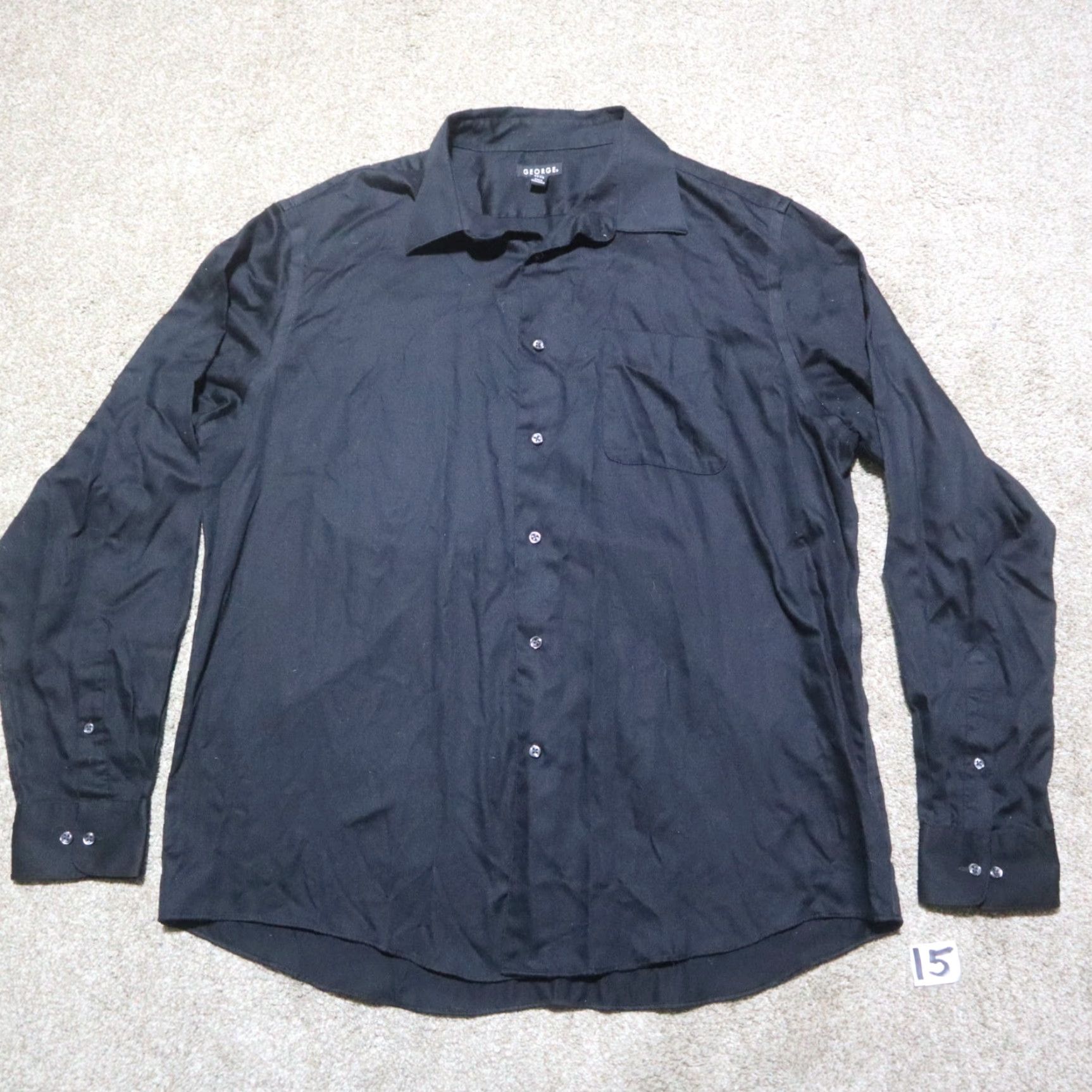 George George Shirt Adult XL Black Button-Up Long Sleeve 90s Classic Modern Men’s Clothing Size US XL / EU 56 / 4 - 2 Thumbnail