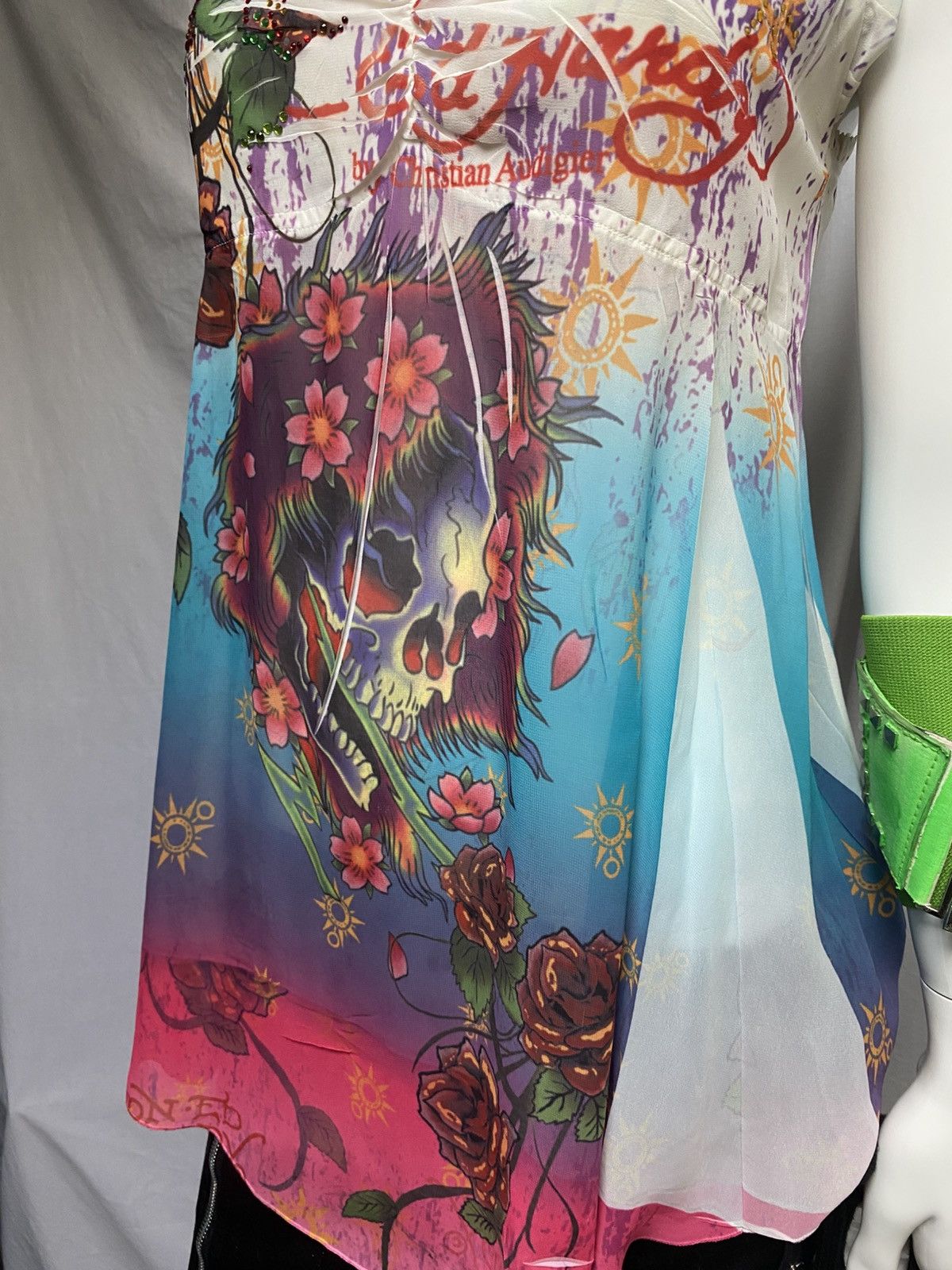 Ed Hardy 2010s sleeveless structured Ed Hardy mesh blouse Size S / US 4 / IT 40 - 7 Thumbnail