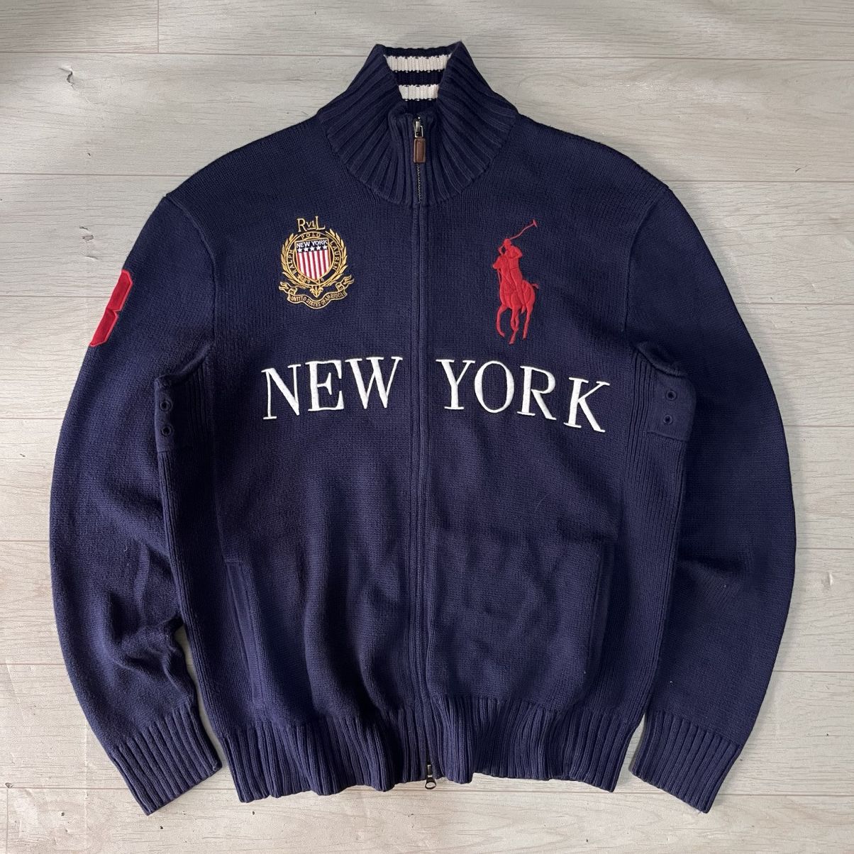 Polo Ralph Lauren Vintage Polo Ralph Lauren New York knit zipper Size US L / EU 52-54 / 3 - 1 Thumbnail
