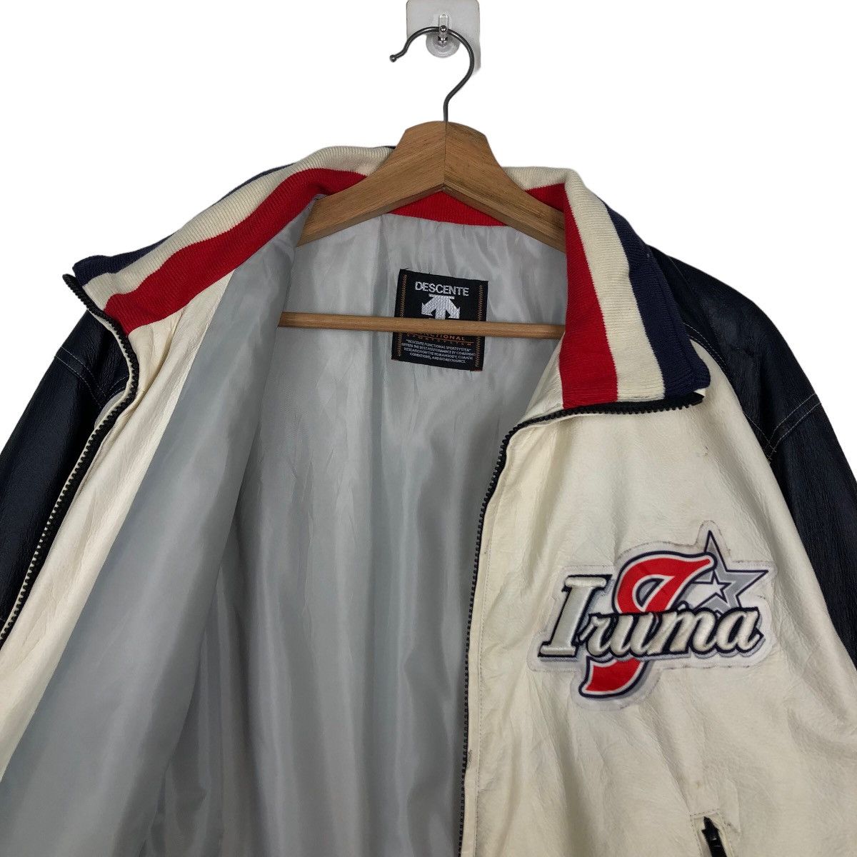 Japanese Brand 🔥Vintage Leather Bomber Jacket Descente Japan Big Logo Size US M / EU 48-50 / 2 - 9 Thumbnail