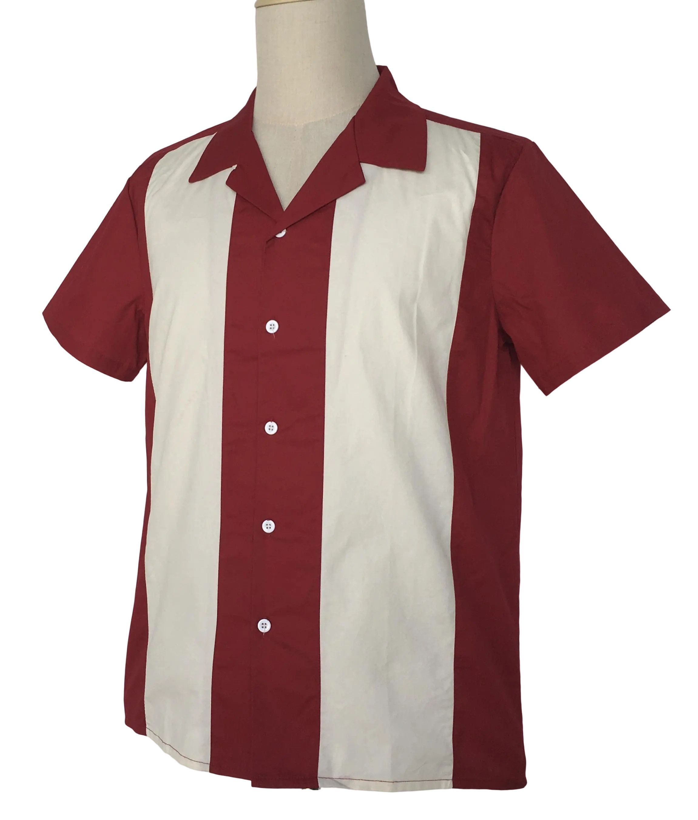 Other Retro Two-tone Men Shirt Solid Casual Shirt Maroon Size US M / EU 48-50 / 2 - 2 Thumbnail