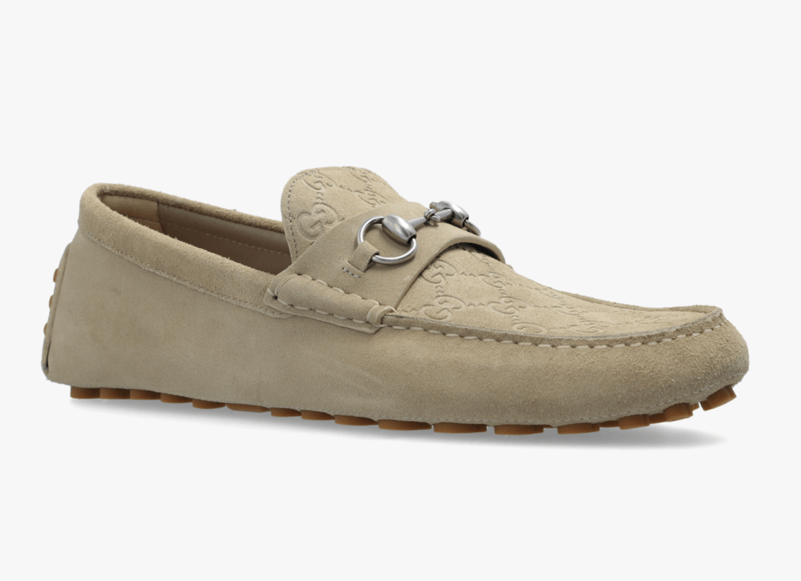 Gucci Gucci Oatmeal Suede Logo Horsebit Driver Loafer G 11 US 12 Size US 12 / EU 45 - 1 Thumbnail