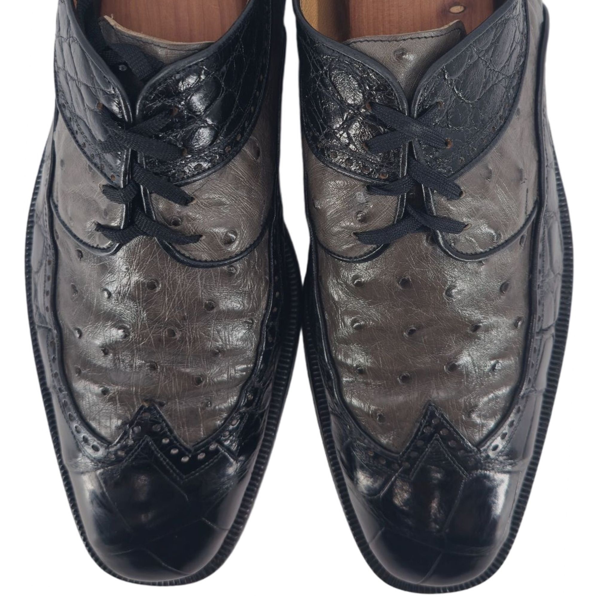 Mauri Mauri Italy Men 15 Exotic Alligator Ostrich Dress Shoe Grey Size US 15 / EU 48 - 2 Thumbnail