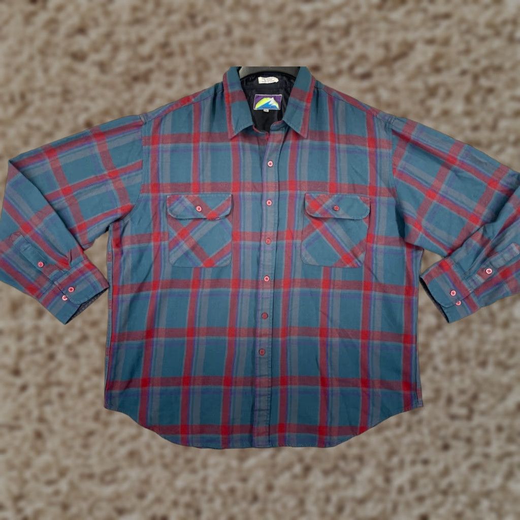 Vintage Northcrest Men's Shirt 2XL Green Plaid Flannel Button-Up 100% Acrylic Casual Workwear Camp Outdoor Men’s Shirt Size US XXL / EU 58 / 5 - 1 Thumbnail