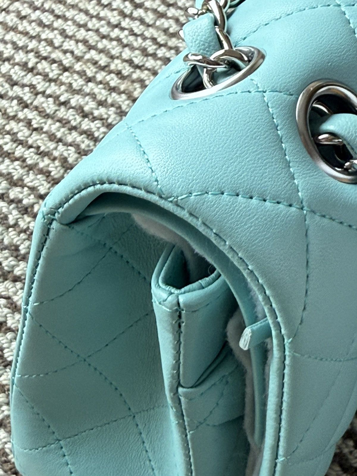 Chanel Chanel 19C Tiffany Blue lamb skin classic flap medium bag Size ONE SIZE - 11 Thumbnail