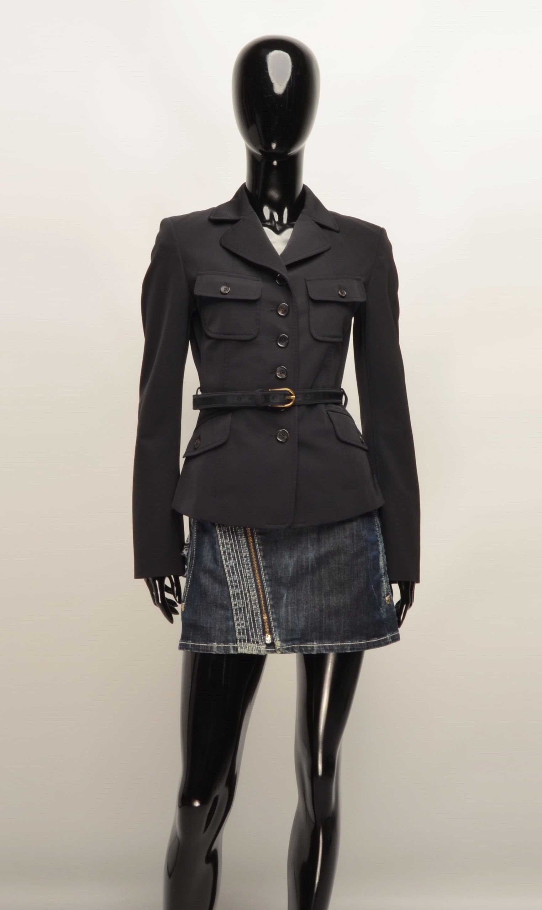 STRENESSE Gabriele Strehle Strenesse Blue 90's Belted Black Blazer Size XS / US 0-2 / IT 36-38 - 1 Thumbnail