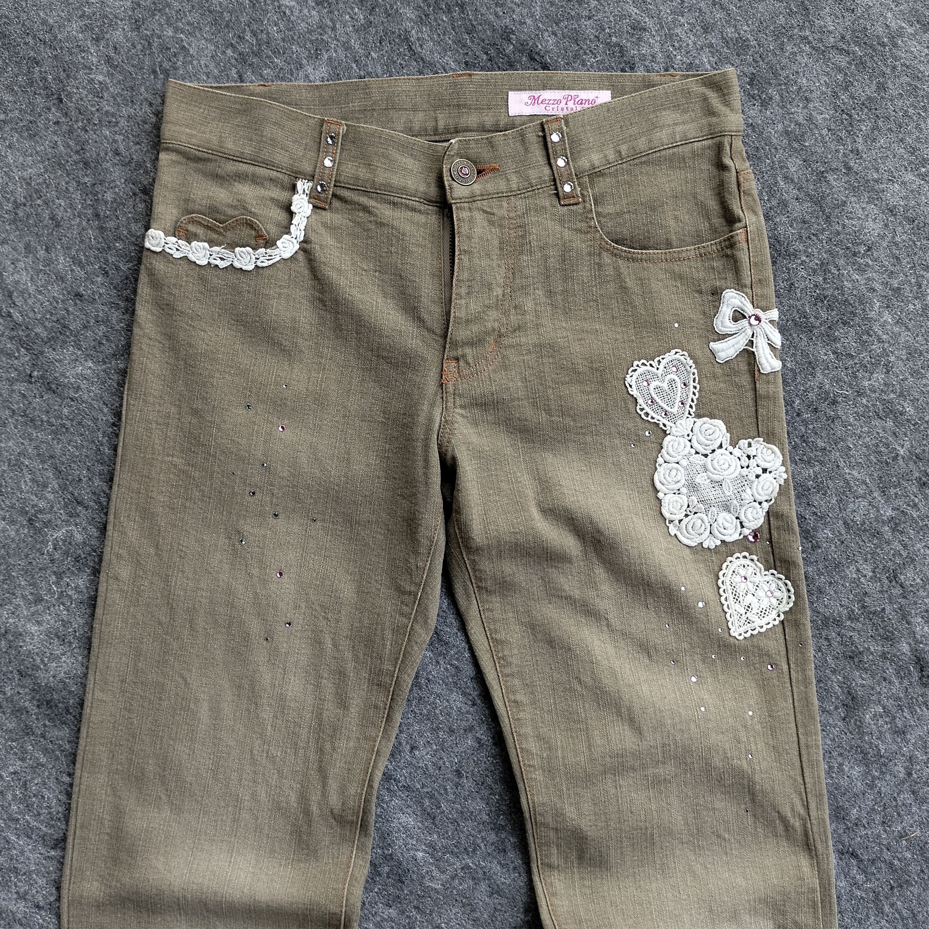 Hysteric Glamour 00s Mezzo Piano brocade rhinestone flarw jeans Size 27" / US 4 / IT 40 - 3 Thumbnail