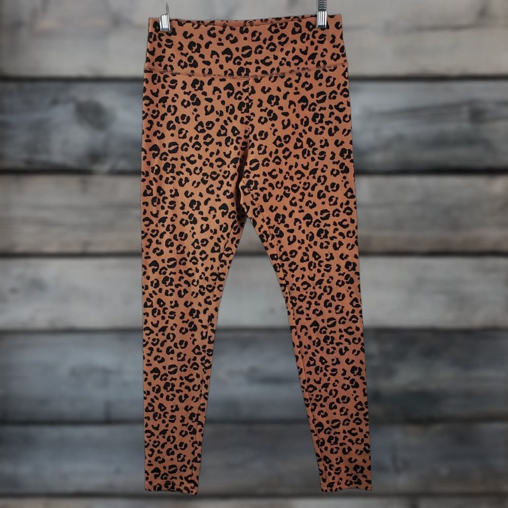 Vintage Wild Fable High Rise Leggings Womens Sz Small Black Brown Animal Print Cotton Size 32" / US 10 / IT 46 - 1 Thumbnail