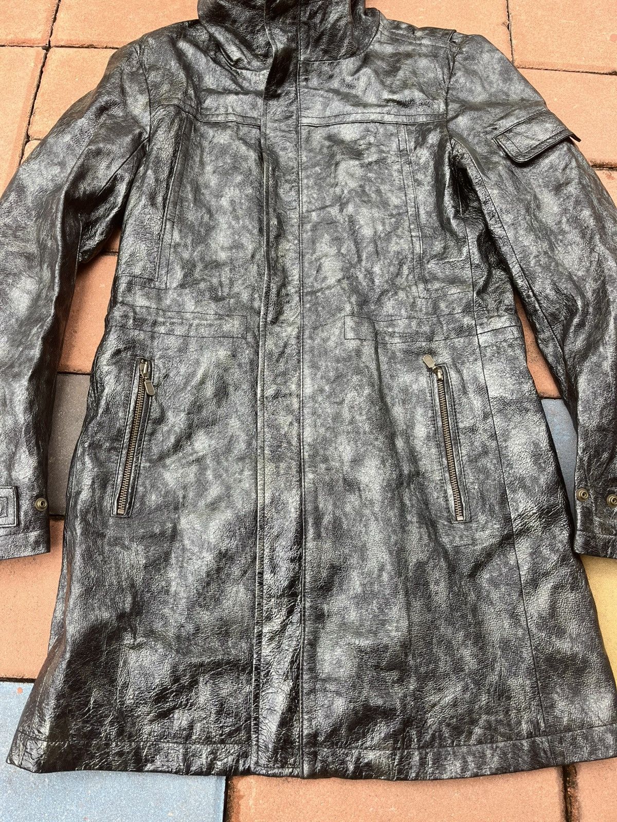 Tornado Mart vintage tornado mart Long Trench leather Jacket parkan Size US L / EU 52-54 / 3 - 8 Thumbnail