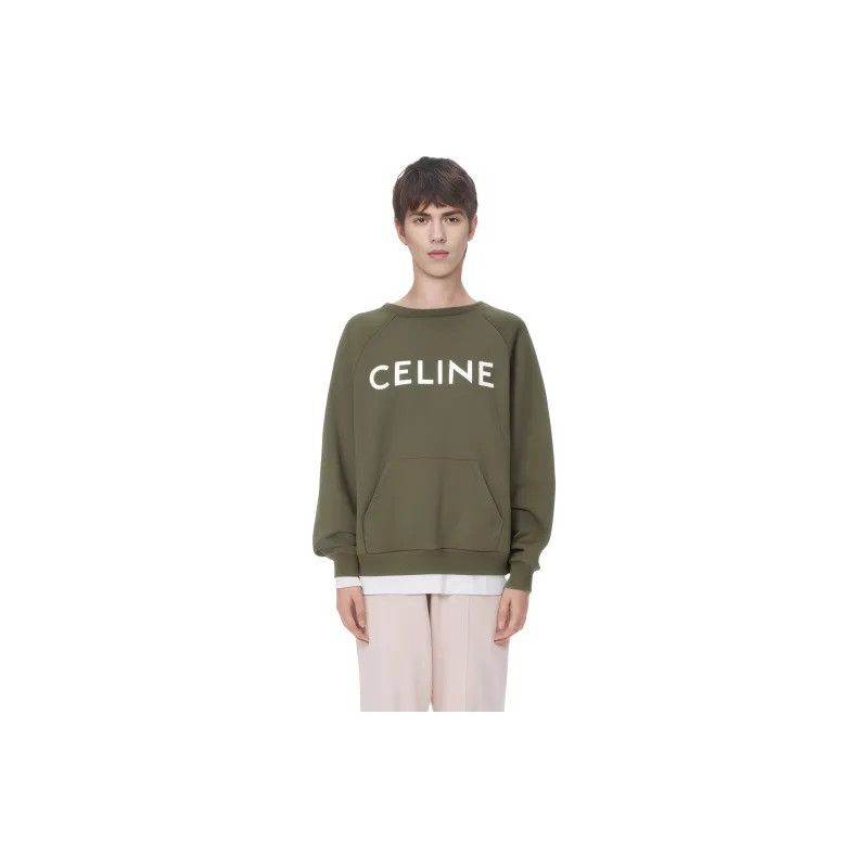 Celine o1bcso1str0924 Sweatshirt In Cotton Fleece in Dark Khaki Size US XS / EU 42 / 0 - 7 Thumbnail