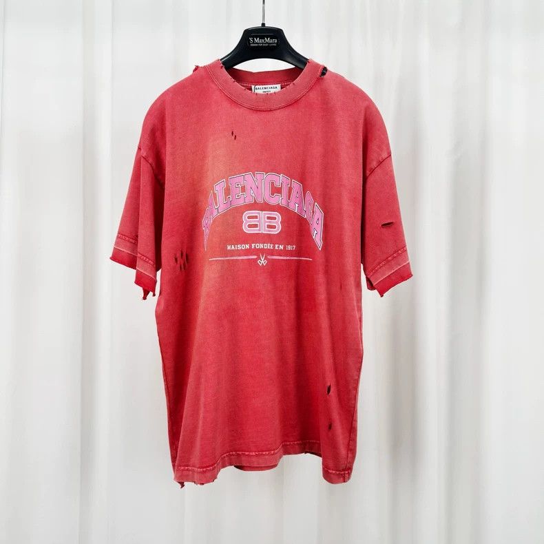 Balenciaga Balenciaga Washed Distressed Logo Tee - dmc Size US M / EU 48-50 / 2 - 1 Thumbnail