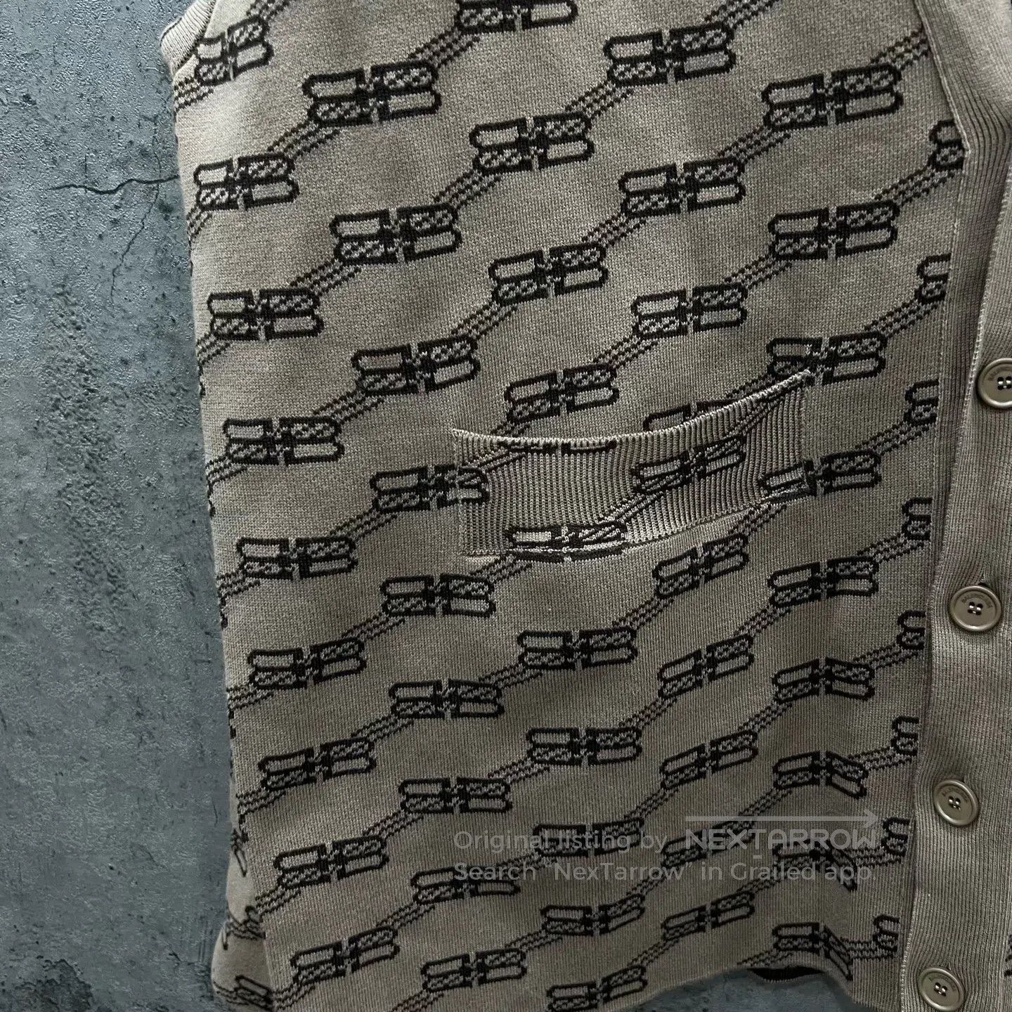 Balenciaga Balenciaga Khaki All-Over Logo Print Knit Cardigan| Size US XS / EU 42 / 0 - 4 Thumbnail