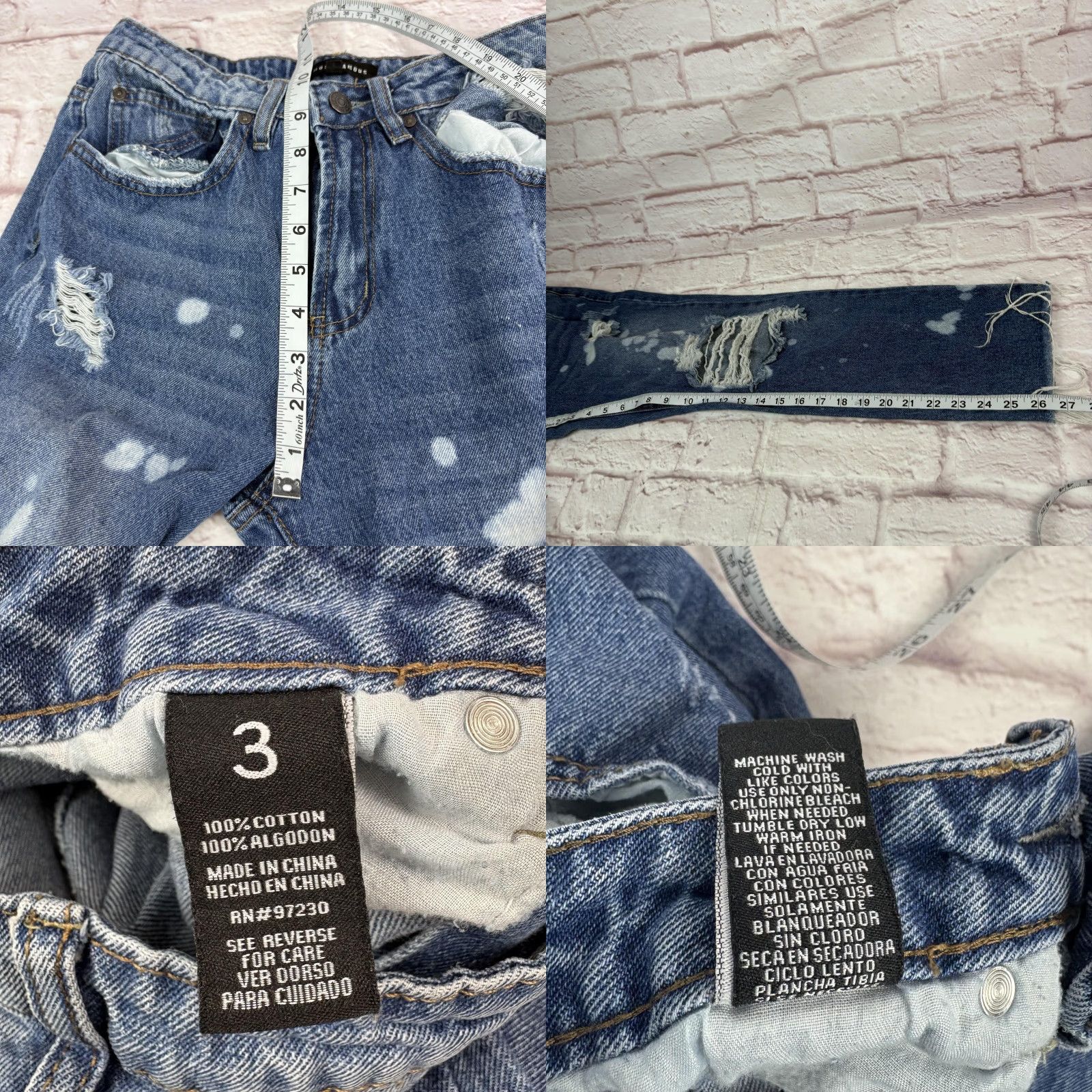 Almost Famous Almost Famous Jeans Juniors 3 Medium Wash Distressed Straight Crop 26x26 Denim Size 26" / US 2 / IT 38 - 8 Thumbnail