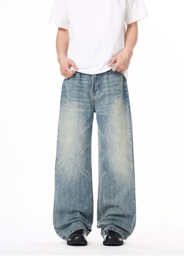 Japanese Brand American retro cat whiskering baggy unisex wide-leg jeans Size US 32 / EU 48 - 2 Thumbnail