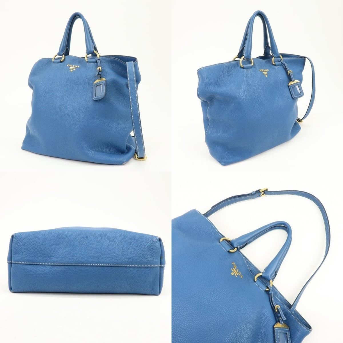 Prada Prada Vitello Daino Calfskin Shoulder Bag Blue Size ONE SIZE - 3 Thumbnail