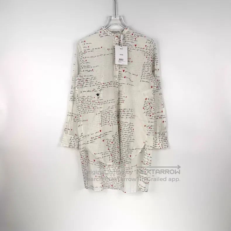 Dior Dior White love letter full-printed bee embroidery long sh Size XXS / US 00 / IT 34 - 3 Thumbnail
