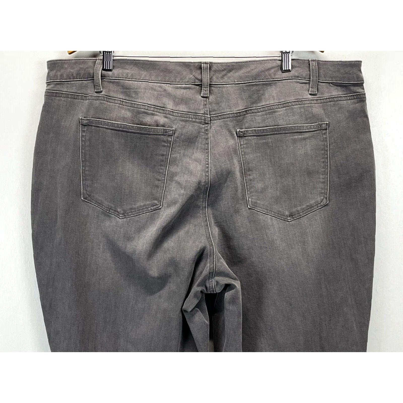 Talbots Talbots Plus Size 22W Gray Straight Jeans with Buffalo Check Cuffs - Womens Size 40" / US 18 - 4 Thumbnail